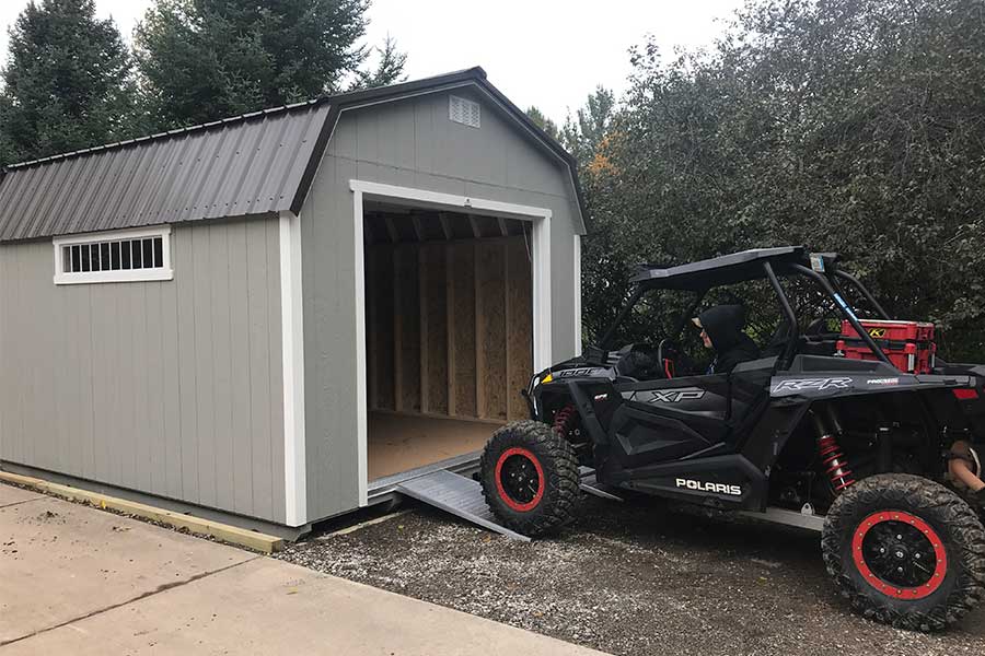 Shed Ramp with a 4 wheeler in use